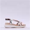 Oh My Sandals Low Wedge Strappy Sandal - Metallic Multi